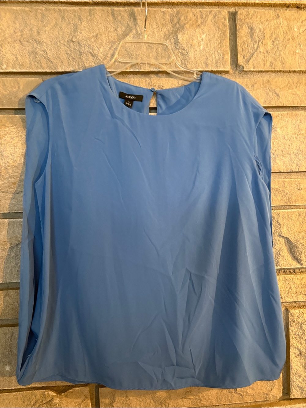 Alfani Light Blue Sleeveless Round-Neck Blouse